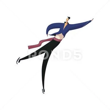 Skater man in a blue shirt performs the element of hand and foot to the side Stock Illustration