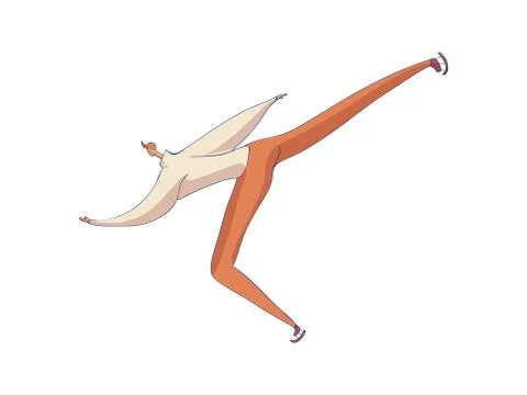 Skater man in orange pants performs the element. Vector illustration on white Illustrazione stock