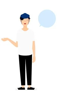 Skater man talking, with speech bubble 스톡 일러스트