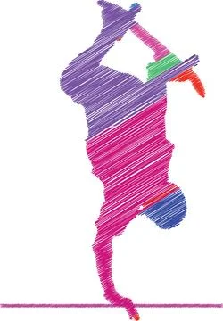Skater Performing a Trick, Colorful Scribble Style Illustration Stock Illustration