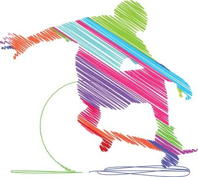 Skater Performing a Trick, Colorful Scribble Style Illustration Stock Illustration