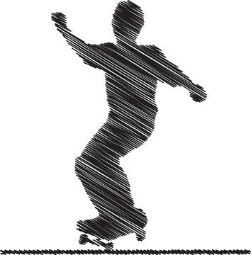 Skater Performing a Trick, Scribble Style Illustration Stock Illustration