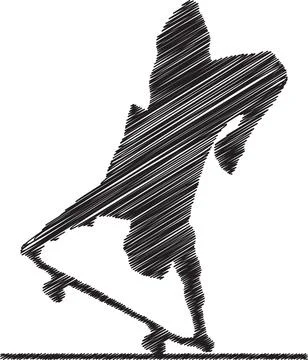 Skater Performing a Trick, Scribble Style Illustration Stock Illustration