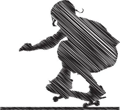 Skater Performing a Trick, Scribble Style Illustration Stock Illustration