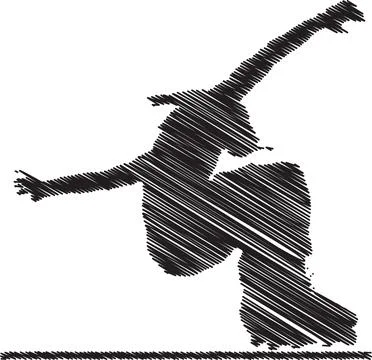 Skater Performing a Trick, Scribble Style Illustration Stock Illustration