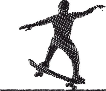 Skater Performing a Trick, Scribble Style Illustration Stock Illustration
