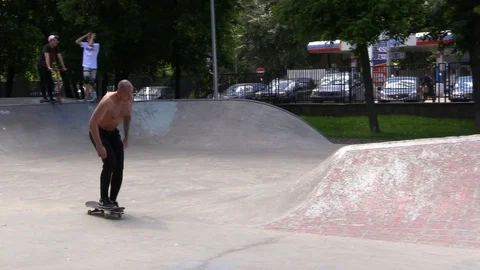 Skater on skateboard performs trick. Stock Footage 76911819