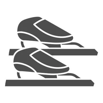 Skater skates solid icon, Winter sport concept, Skating sign on white background Illustrazione stock