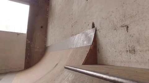 Skater slide on Half pipe Stock Footage 74124788