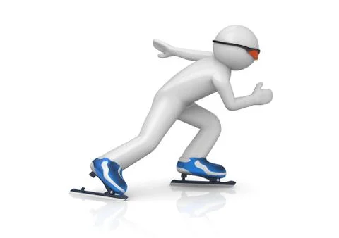 Skater speeding up (3d isolated characters on white background series) Stock Illustration
