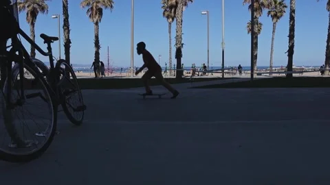 Skaters beach under expose footage Stock Footage 169601749