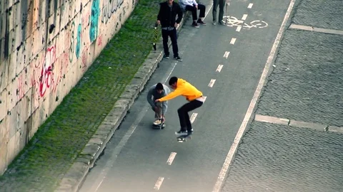 Skaters Record Tricks With Action Camera Stock-Footage 71966953