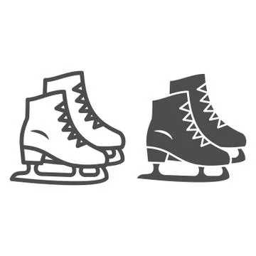 Skates line and solid icon, New Year concept, Skating sign on white background Stock Illustration