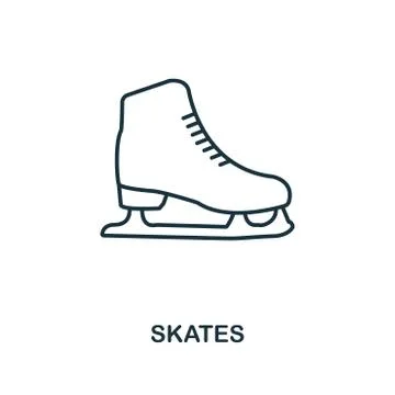 Skates outline icon. Simple element illustration. Skates icon in outline style Stock Illustration