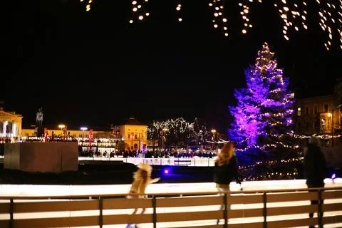 Skating for christmas Stock Photos