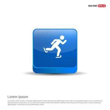 Skating Icon - 3d Blue Button Stockillustratie