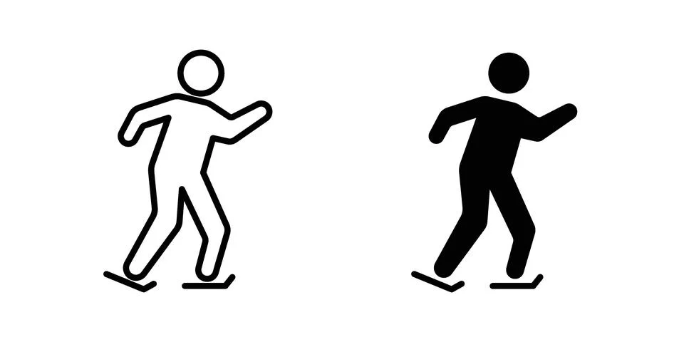 Skating icon silhouette vector set. thin line pack Stock Illustration