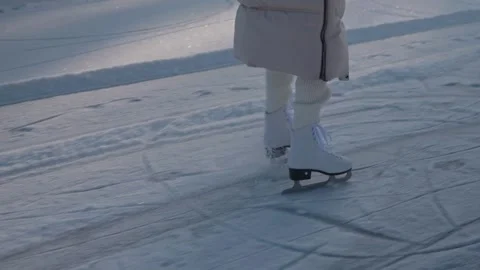 Skating on a lake in sunshine. Stock Footage 315482711