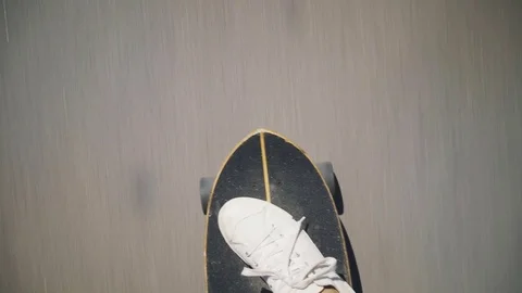 Skating longboard on beach promenade Stock Footage 80303430
