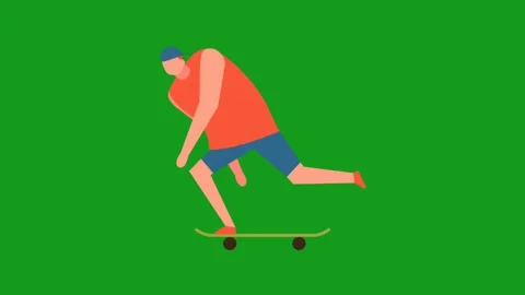 Skating man motion graphics with green screen background Stock Footage 138340094