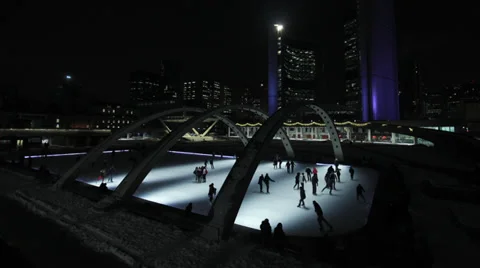 Skating at Nathan Phillips Square  2 Stock Footage 38046778