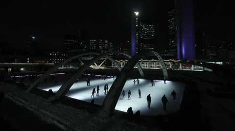 Skating at Nathan Phillips Square  2 Stock Footage 38046784
