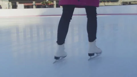 Skating on outside Ice Rink Stock Footage 294716296