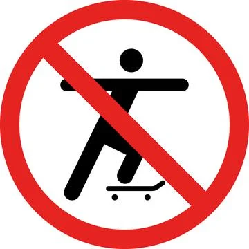 Skating prohibited area sign. Stock Illustration