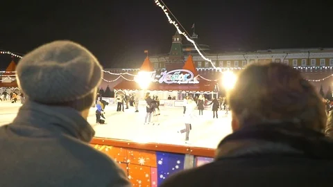 Skating at the Red Square ice rink, Moscow, January 2017 Video stock 71835871