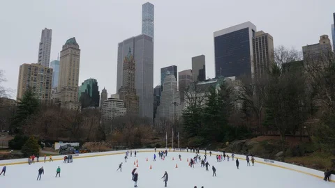 Skating rink in Central Park Stock Footage 129678342
