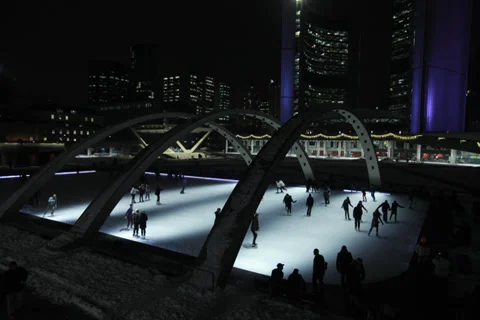 Skating rink at Nathan Phillips Square 4 Stock Footage 37870792