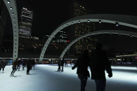 Skating rink at Nathan Phillips Square 1 Stock Footage 37870927