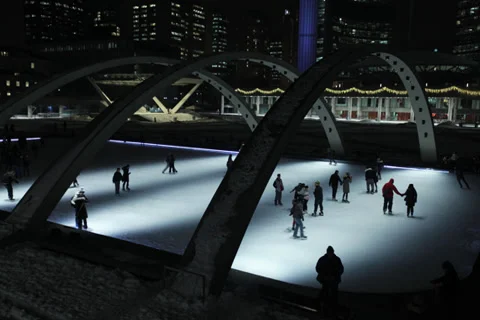 Skating rink at Nathan Phillips Square 3 Stock Footage 37871245