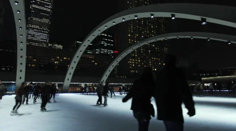 Skating rink at Nathan Phillips Square 1 Stock Footage 38046486