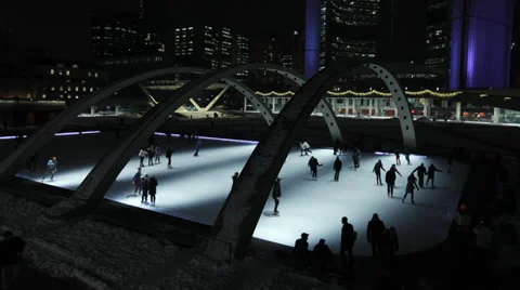 Skating rink at Nathan Phillips Square 4 Stock Footage 38047076