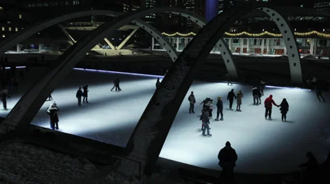 Skating rink at Nathan Phillips Square 3 Stock Footage 38047219