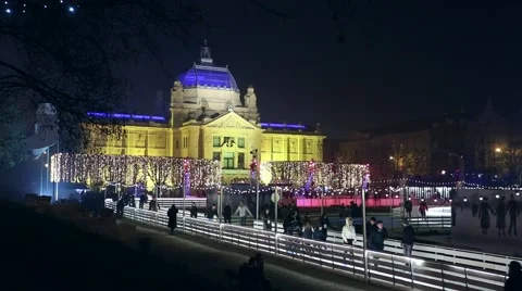 Skating rink in Zagreb Stock Footage 58664493