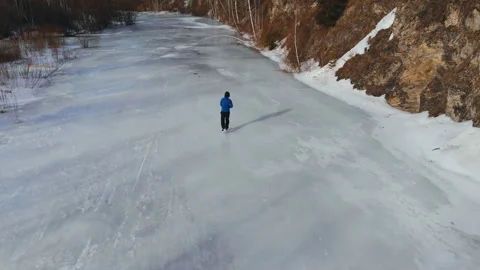 Skating on the river. Stock Footage 103863043