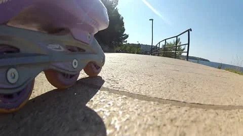 Skating by the sea Stock Footage 12549654