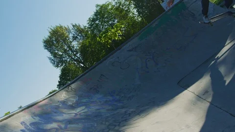 Skating in a skatepark Stock Footage 100054452