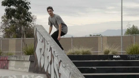 Skating Skatepark Funbox Frontboard Stock Footage 73672153