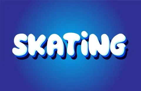 Skating text 3d blue white concept vector design logo icon Stock Illustration