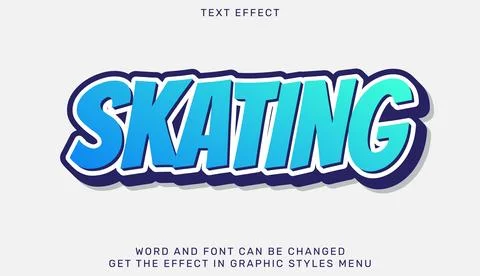 Skating text effect template in 3d design Stock Illustration