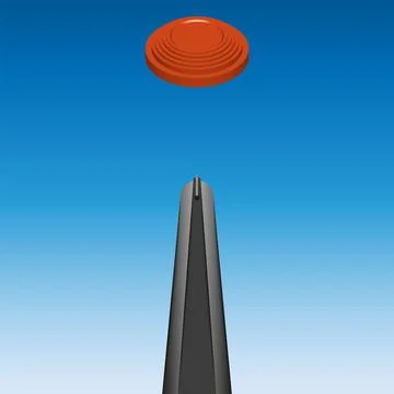 Skeet shooting clay target vector illustration, muzzle of a shotgun takes aim Stock Illustration