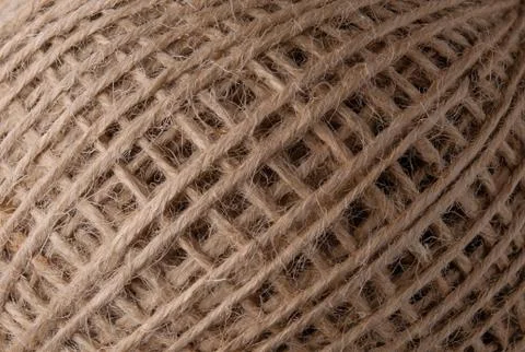 Skein of jute thread texture. micro shot of a coil of jute twine 스톡 사진