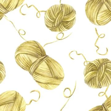 Skein of knitting thread seamless pattern. Pastel coloured ball of yarn Stock Illustration