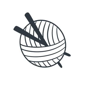 Skein of thread and knitting needles for knitting doodles sketch style Stock Illustration
