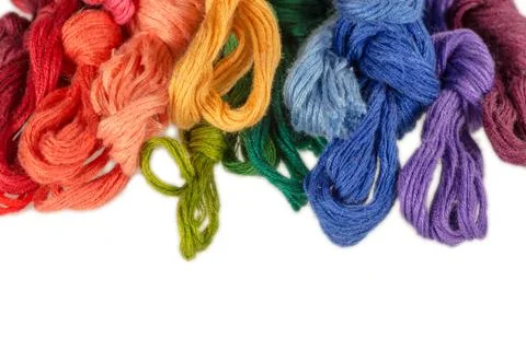 Skeins of colored threads for embroidery - mouline Stock Photos