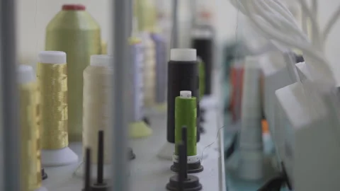 Skeins of thread during operation of a sewing machine Stock Footage 274567695