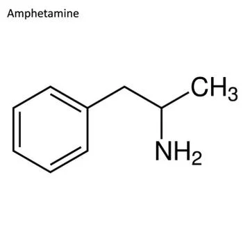 Skeletal formula of Amphetamine Stock Illustration